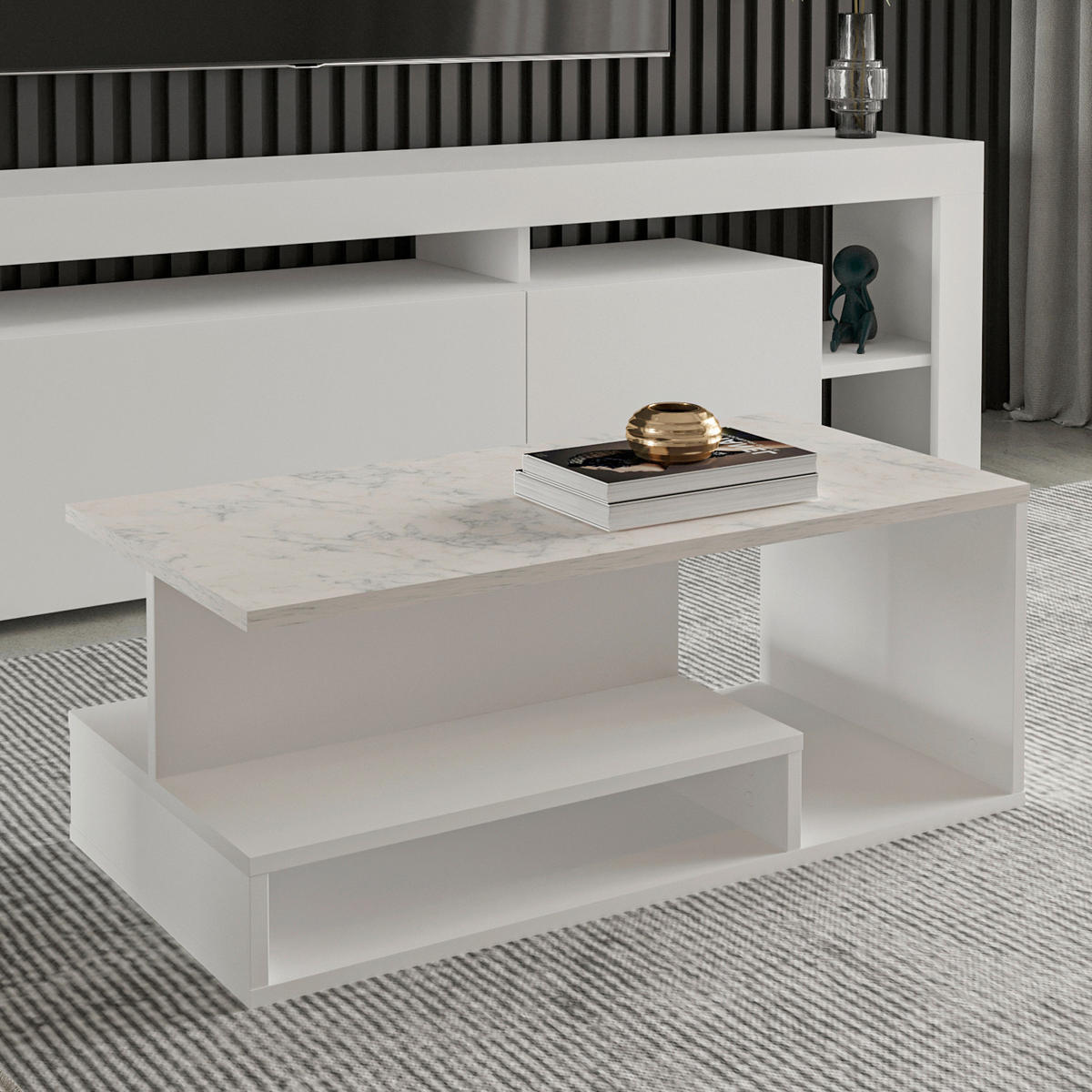 COUCHTISCH Vera Couchtisch 90/45/35 cm Weiß  - Weiß, Design, Holzwerkstoff (90/45/35cm) - Livetastic