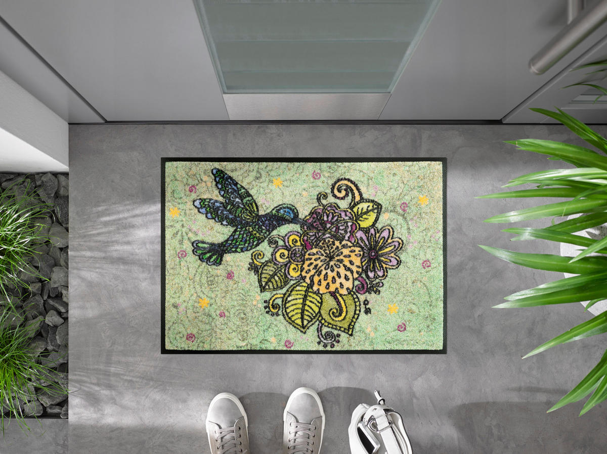 FUßMATTE 40/60 cm Blütentanz  - Grün, Trend, Kunststoff/Textil (40/60cm) - wash+dry