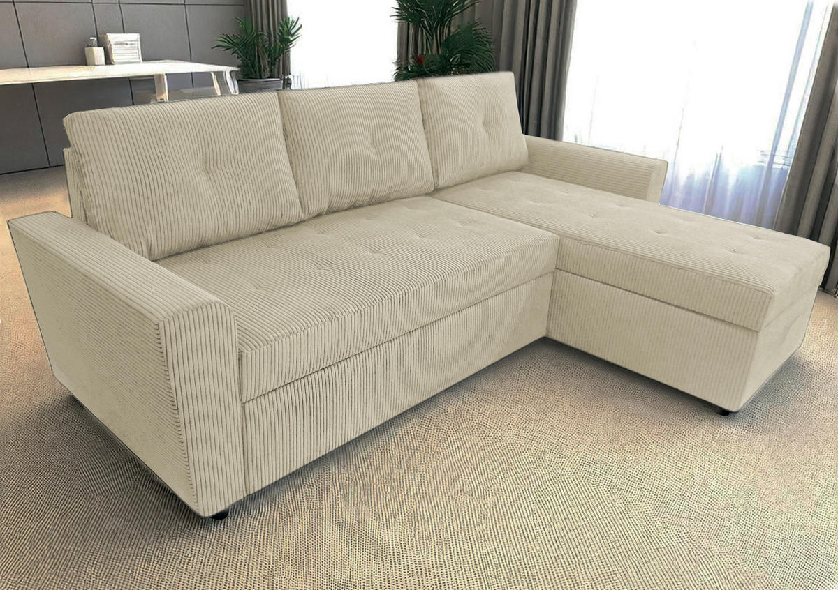 ECKSOFA in Cord Beige  231/155 cm  - Taupe/Beige, Design, Kunststoff/Textil (231/155cm) - MID.YOU