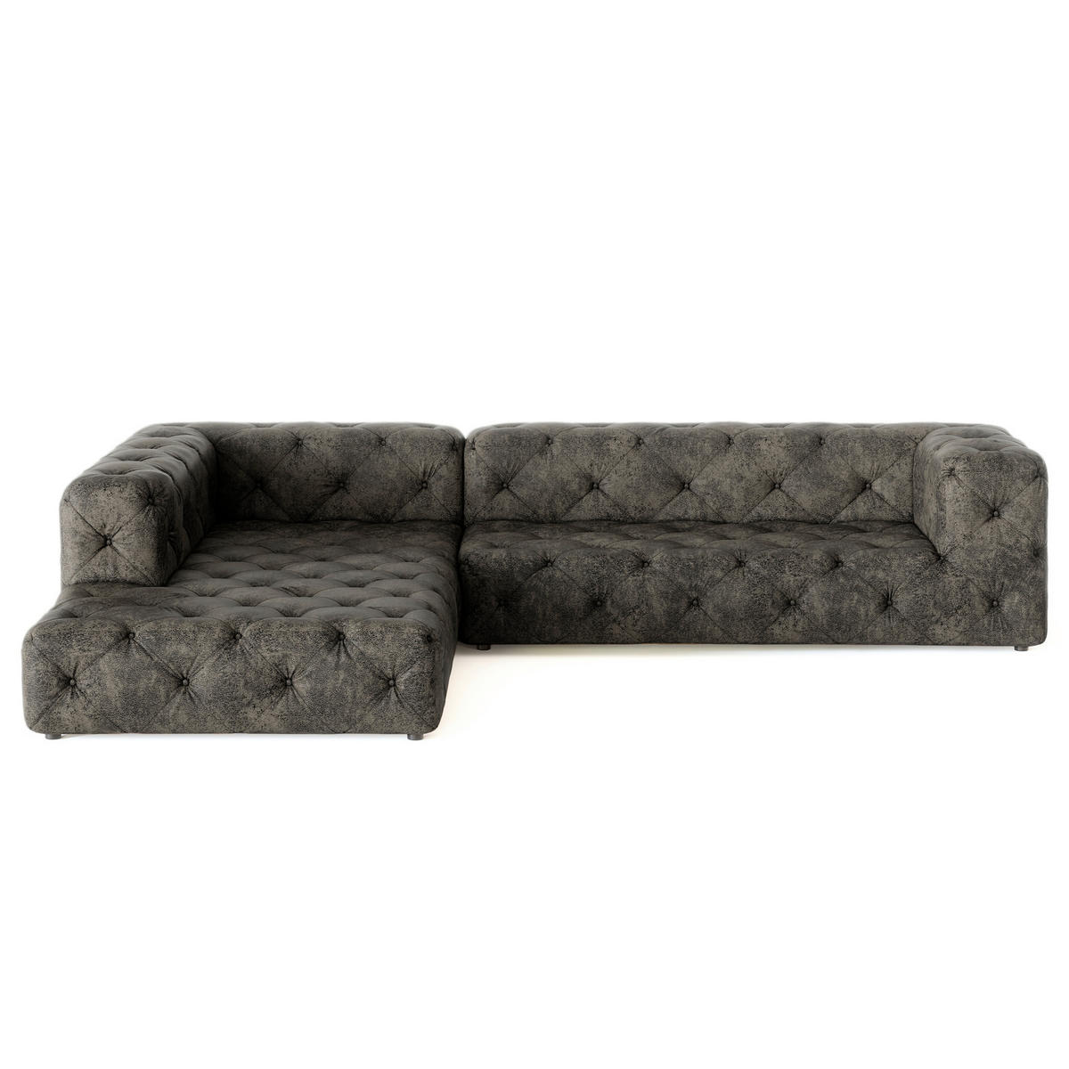 ECKSOFA Lederlook Anthrazit  - Anthrazit/Schwarz, Design, Kunststoff/Textil (228/325cm) - P & B