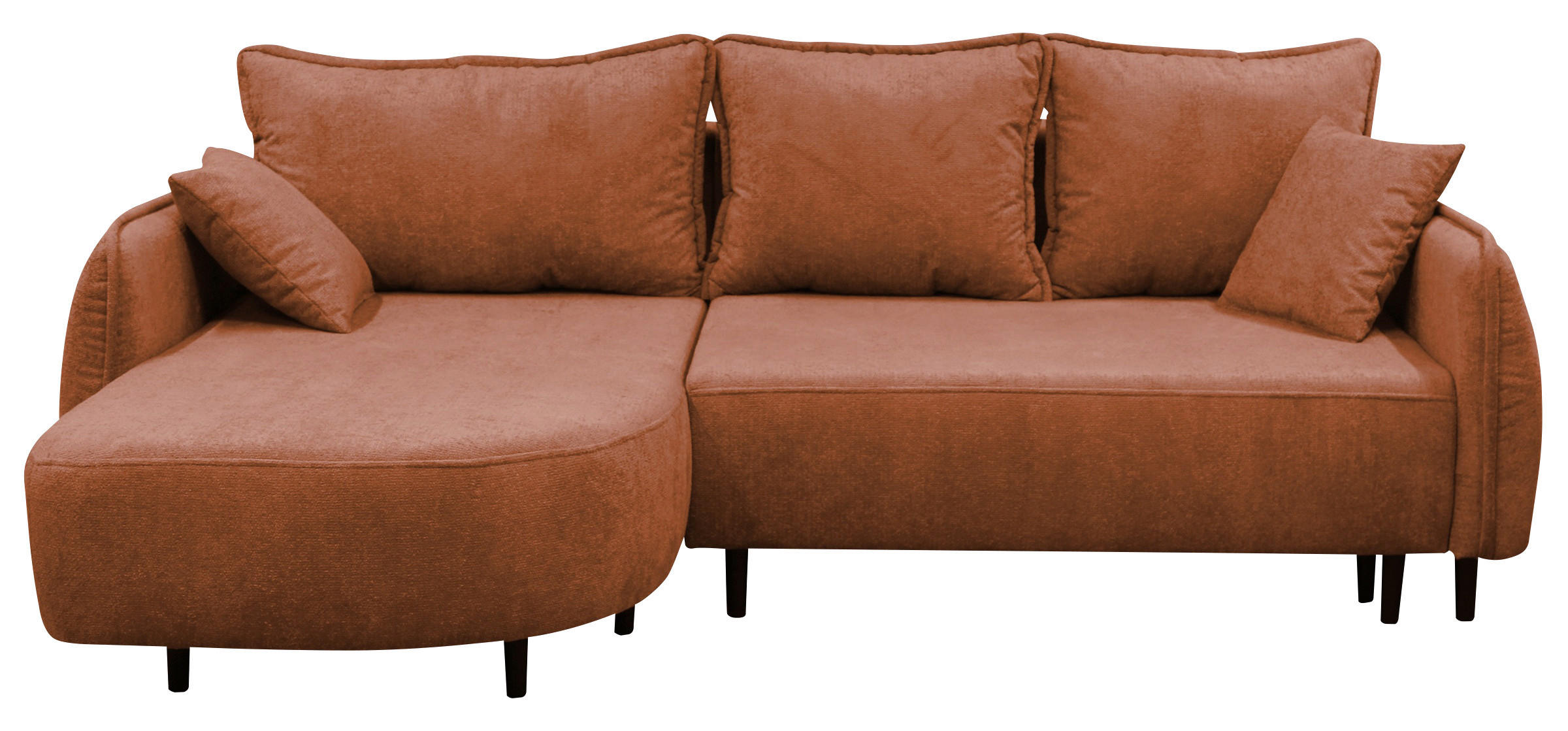 ECKSOFA MURANO Rot Chenille Zierkissen, Rückenkissen, Bettkasten  - Rot/Schwarz, Design, Holz/Textil (167/242cm) - MID.YOU