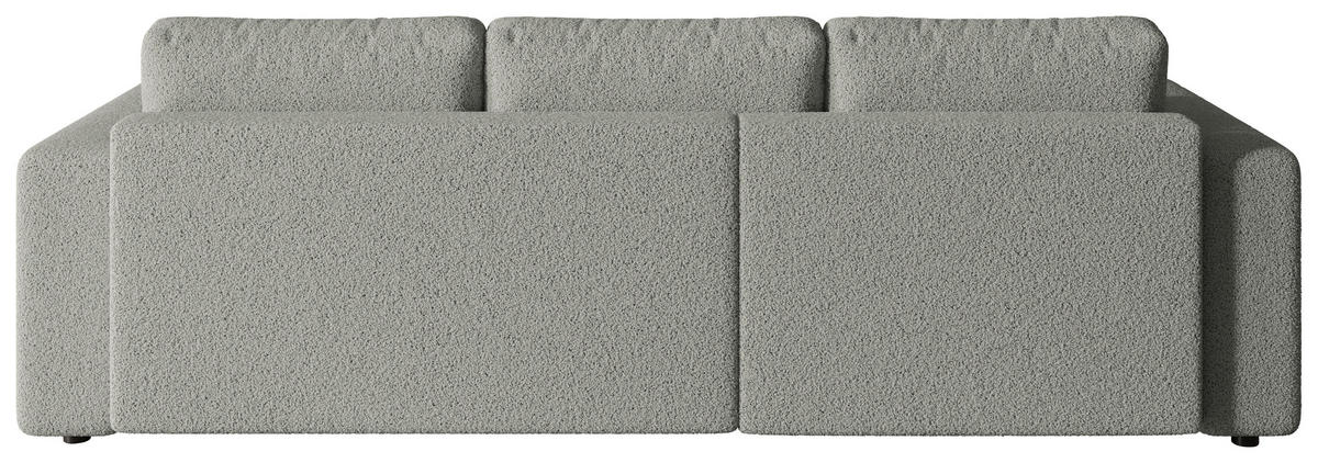 ECKSOFA Hellgrau Bouclé Zierkissen, Rückenkissen, Bettkasten, Schlaffunktion, Rücken echt, Liegefläche im Originalstoff  - Hellgrau/Schwarz, MODERN, Kunststoff/Textil (190/280cm) - Carryhome