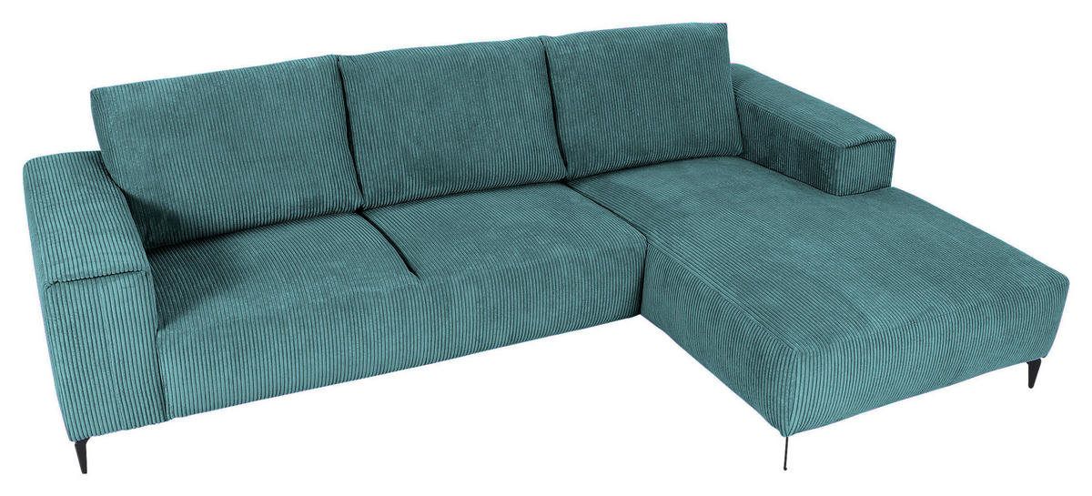 ECKSOFA in Cord Petrol  - Petrol/Schwarz, Konventionell, Textil/Metall (285/170cm) - Carryhome