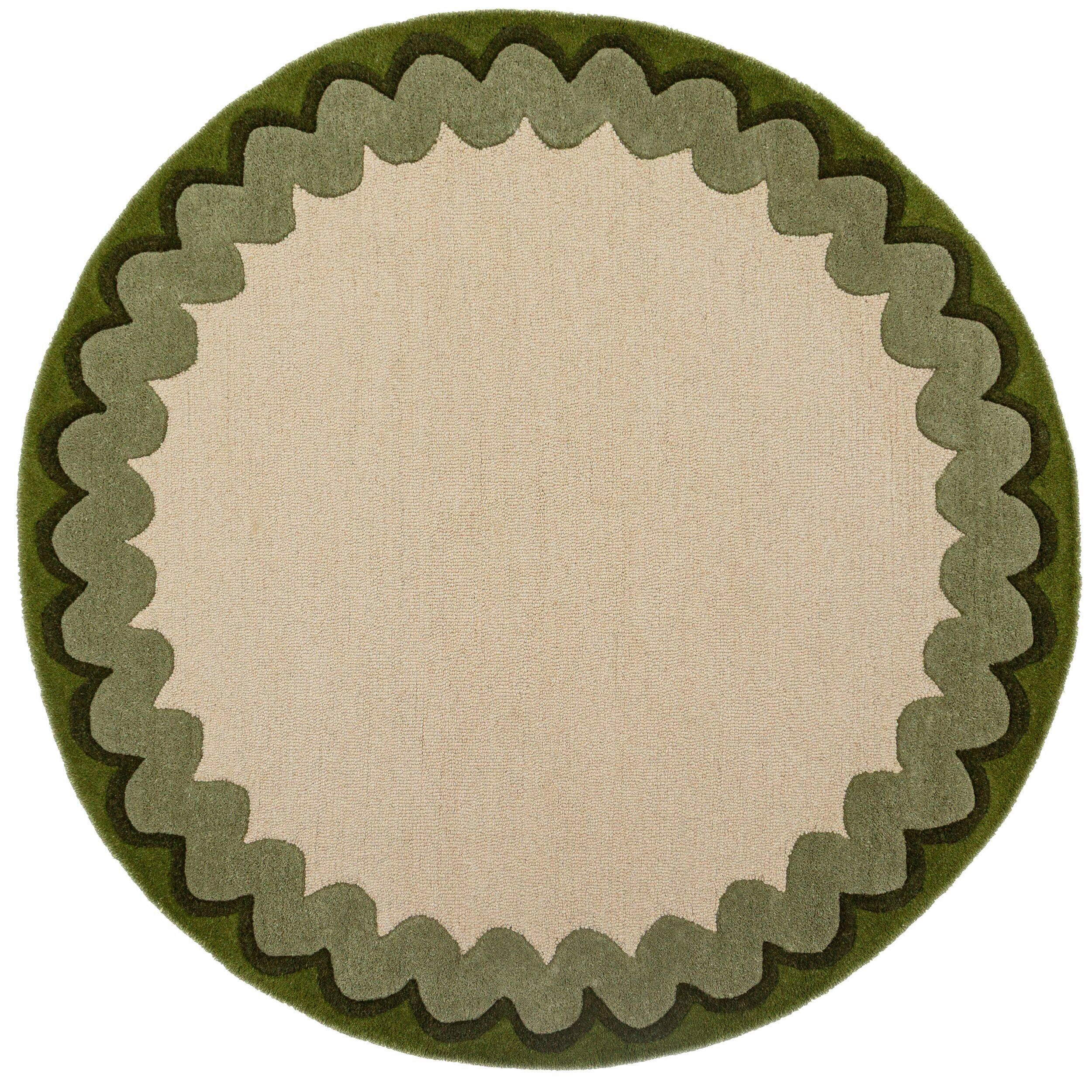 WOLLTEPPICH 160/160 cm Wiggle Grün rund  - Grün, Basics, Textil (160/160cm) - Flair Rugs