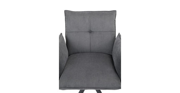 ARMLEHNSTUHL  Stoffauswahl, Sitzfläche 360° drehbar Cord  - Anthrazit/Schwarz, Design, Textil/Metall (63,5/85/63,5cm) - Novel