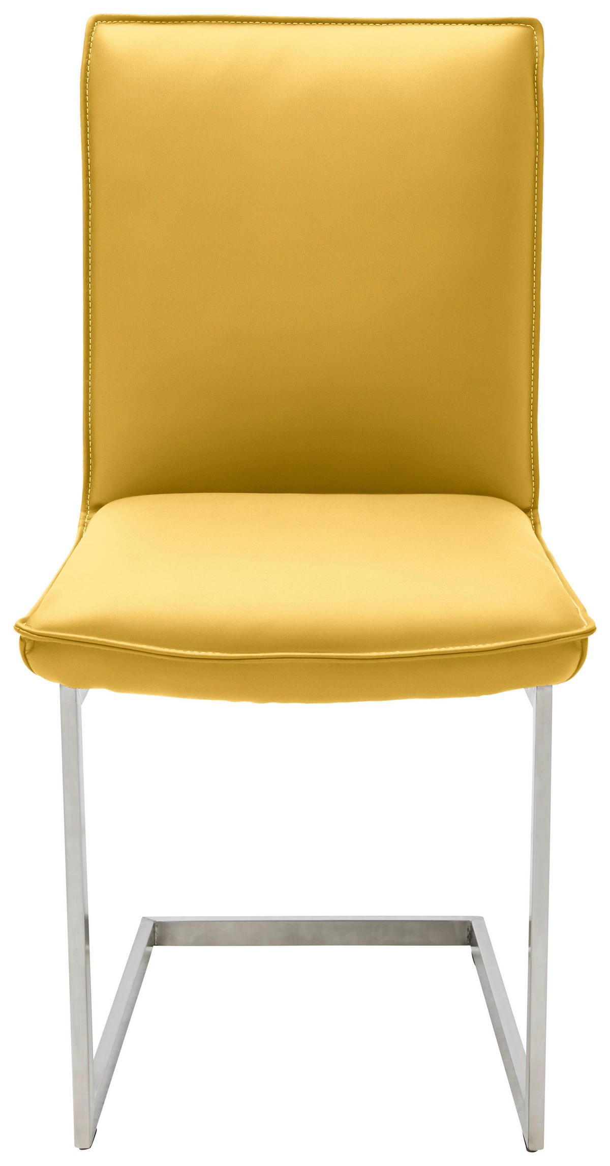 SCHWINGSTUHL  in Nickel Echtleder pigmentiert  - Edelstahlfarben/Gelb, Design, Leder/Metall (48/93/65cm) - Ambiente