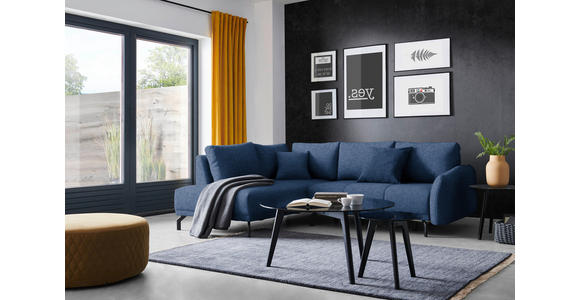 ECKSOFA in Webstoff Dunkelblau  - Schwarz/Dunkelblau, LIFESTYLE, Textil/Metall (191/250cm) - Carryhome