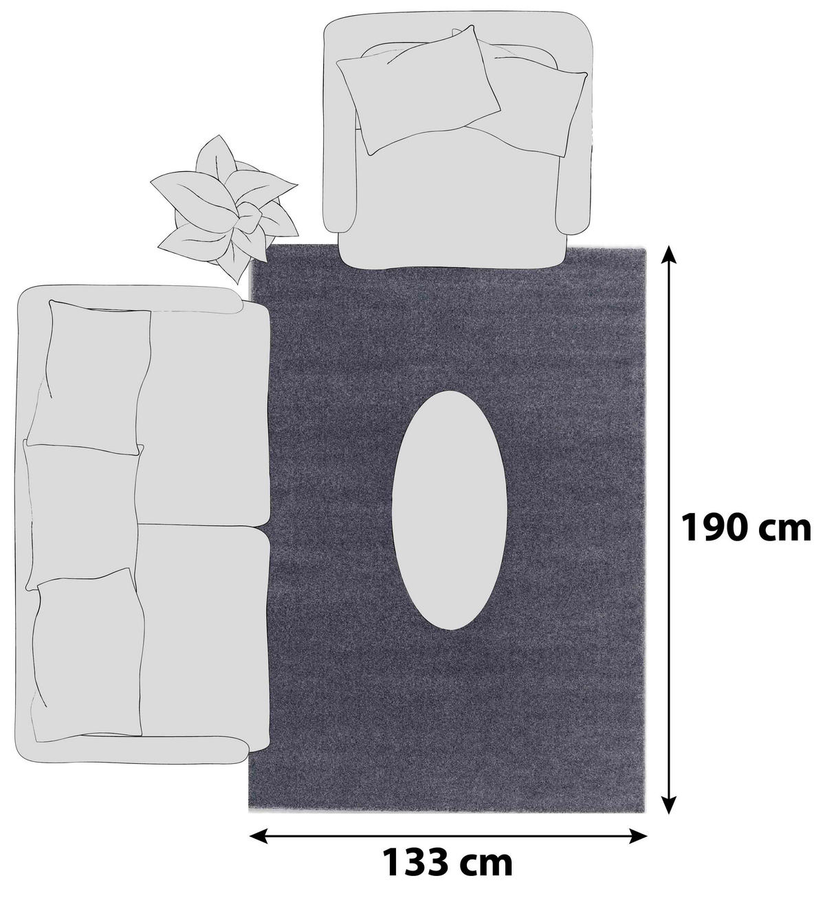 HOCHFLORTEPPICH 133/190 cm Pure Anthrazit  - Anthrazit, Basics, Textil (133/190cm) - Schöner Wohnen