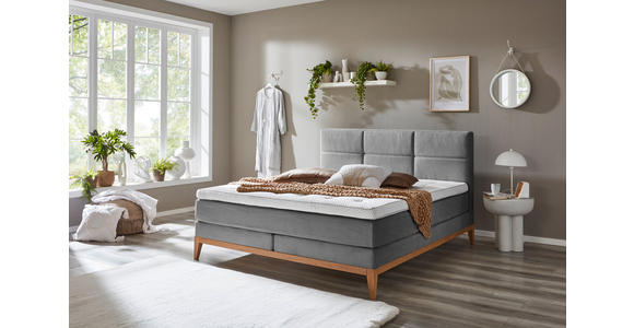 BOXSPRINGBETT 180/200 cm  in Grau  - Eichefarben/Grau, KONVENTIONELL, Holz/Textil (180/200cm) - Carryhome