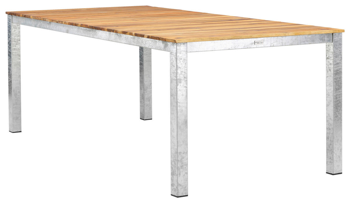 UTEBORD trä, metall rektangulär  - akaciefärgad/zinkfärgad, Klassisk, metall/trä (200/100/74cm) - Gardenson