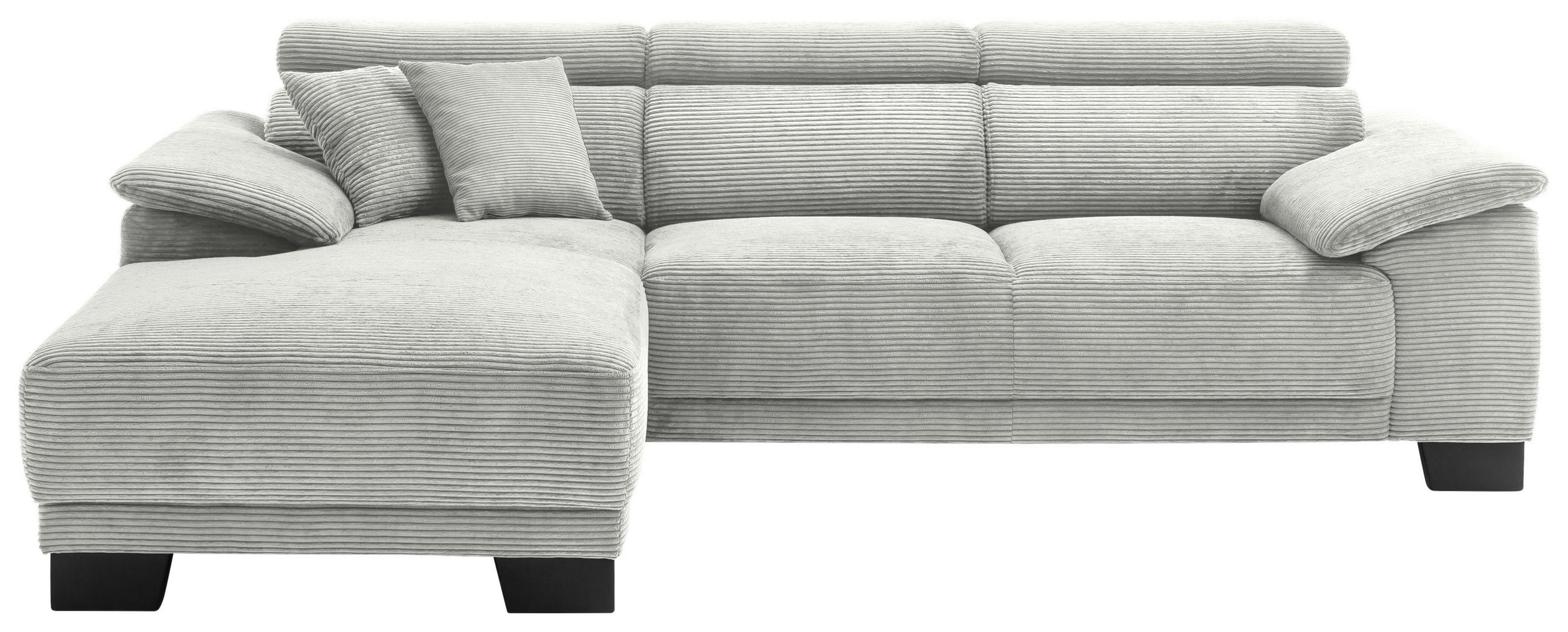 ECKSOFA in Cord Hellgrau  - Hellgrau/Schwarz, Design, Holz/Textil (174/270cm) - Pure Home Lifestyle