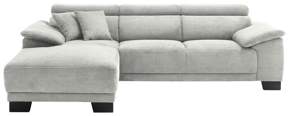 ECKSOFA in Cord Hellgrau  - Hellgrau/Schwarz, Design, Holz/Textil (174/270cm) - Pure Home Lifestyle