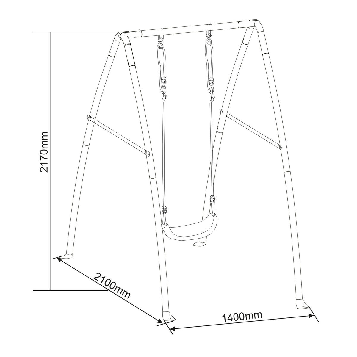 HOJDAČKA - antracitová, Basics, kov/plast (140/217/210cm)