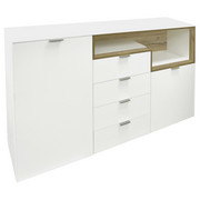 KOMODA SIDEBOARD - bílá/barvy dubu, Design, kov/dřevěný materiál (178/96/41cm) - Hom`in