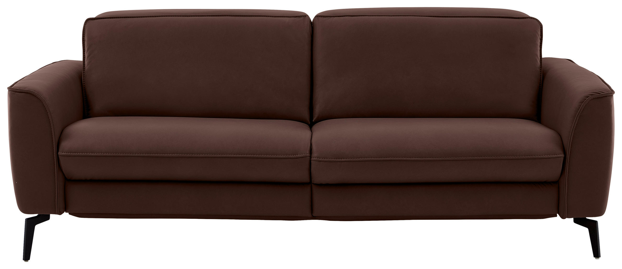 3-SITZER-SOFA in Leder Braun  - Schwarz/Braun, Natur, Leder/Metall (222/81/110cm) - Valdera