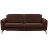 3-SITZER-SOFA in Echtleder Braun  - Schwarz/Braun, Natur, Leder/Metall (222/81/110cm) - Valdera