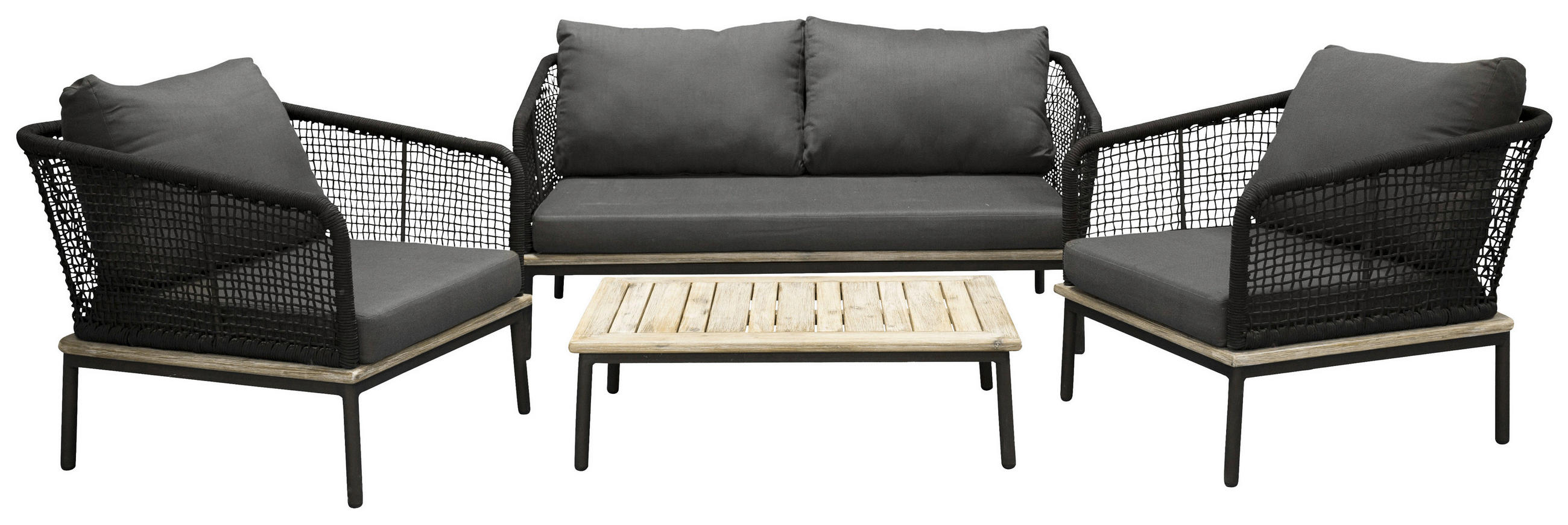 LOUNGEGARNITUR  79,5/148 cm   - Schwarz, KONVENTIONELL, Kunststoff (79,5/148cm) - Gardenson