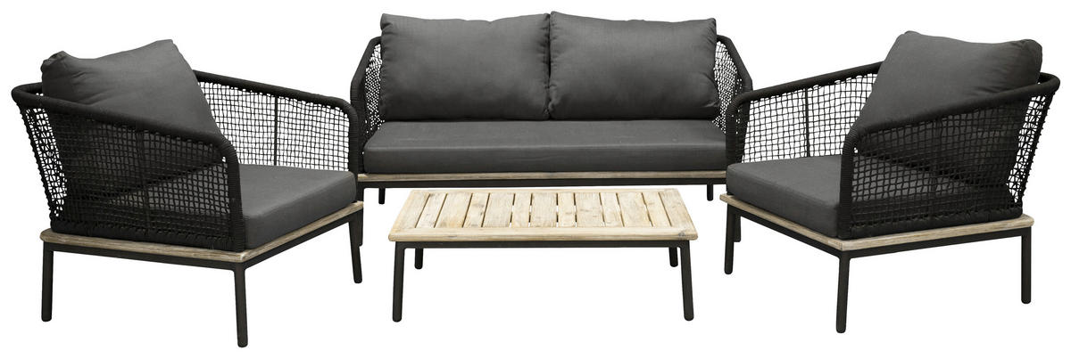 LOUNGEGARNITUR  79,5/148 cm   - Schwarz, KONVENTIONELL, Kunststoff (79,5/148cm) - Gardenson