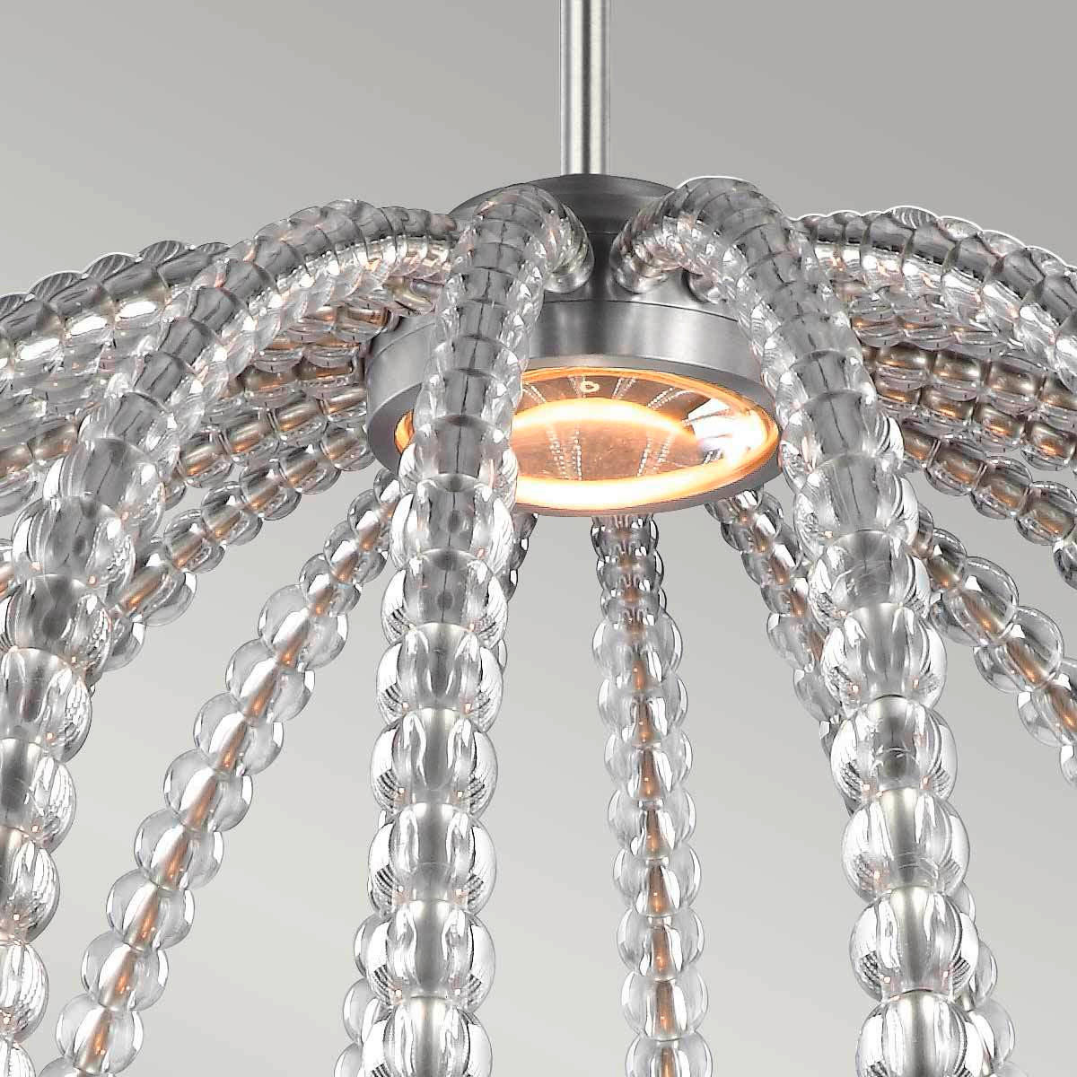HÄNGLAMPA Elstead Oberlin 81.3/108 cm  - nickelfärgad, Design, metall/glas (81.3/108cm) - Elstead Lighting