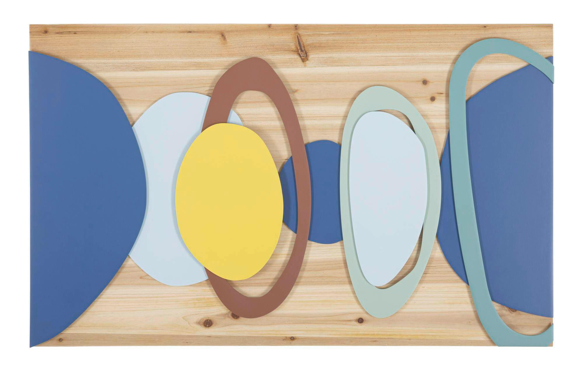 WANDDEKO  80/50/2.5 cm   - Blau/Gelb, Basics, Holz/Metall (80/50/2.5cm)