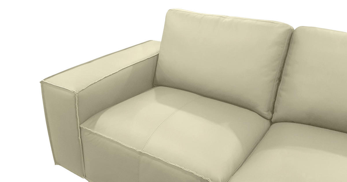 2-SITZER-SOFA VIVO Hellgrau Echtleder  - Hellgrau/Schwarz, Design, Leder/Kunststoff (194,5/76/96cm) - MID.YOU