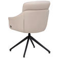 ARMLEHNSTUHL  Sitzfläche 360° drehbar, inklusive Armlehnen, automatische Rückholfunktion  Echtleder  - Beige, Design, Leder/Metall (62/85,5/65cm) - Dieter Knoll