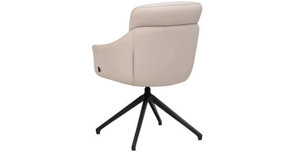ARMLEHNSTUHL  Sitzfläche 360° drehbar, inklusive Armlehnen, automatische Rückholfunktion  Echtleder  - Beige, Design, Leder/Metall (62/85,5/65cm) - Dieter Knoll