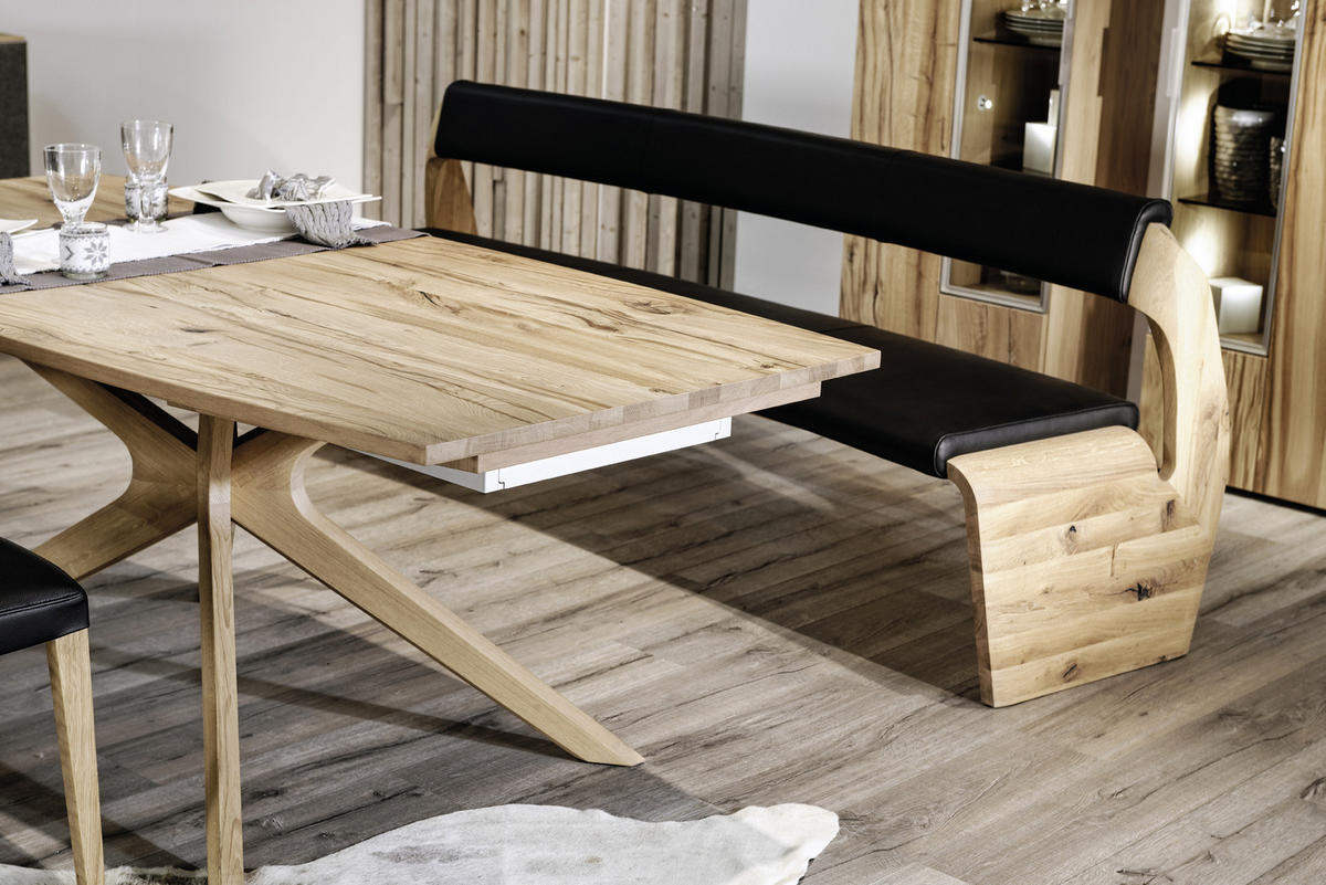 ESSTISCH Altholz, Eiche furniert, massiv bootsförmig Eichefarben  - Eichefarben, Natur, Holz (200/100/76,5cm) - Voglauer