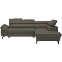 ECKSOFA in Echtleder Graubraun  270/220 cm  - Graubraun/Schwarz, Design, Leder/Metall (270/220cm) - Novel
