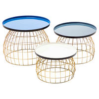 BEISTELLTISCHSET Metall  - Blau/Weiss, Design, Metall - Kayoom