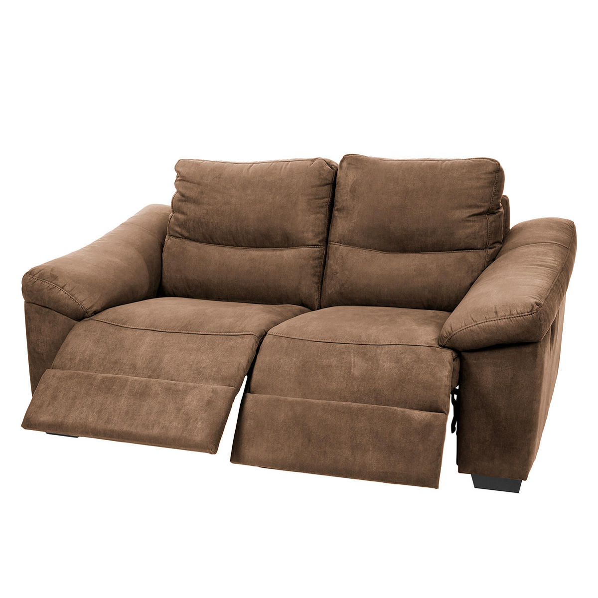 2-SITZER-SOFA Flachgewebe Braun  - Schwarz/Braun, Design, Holz/Textil (174/97/97cm) - Livetastic