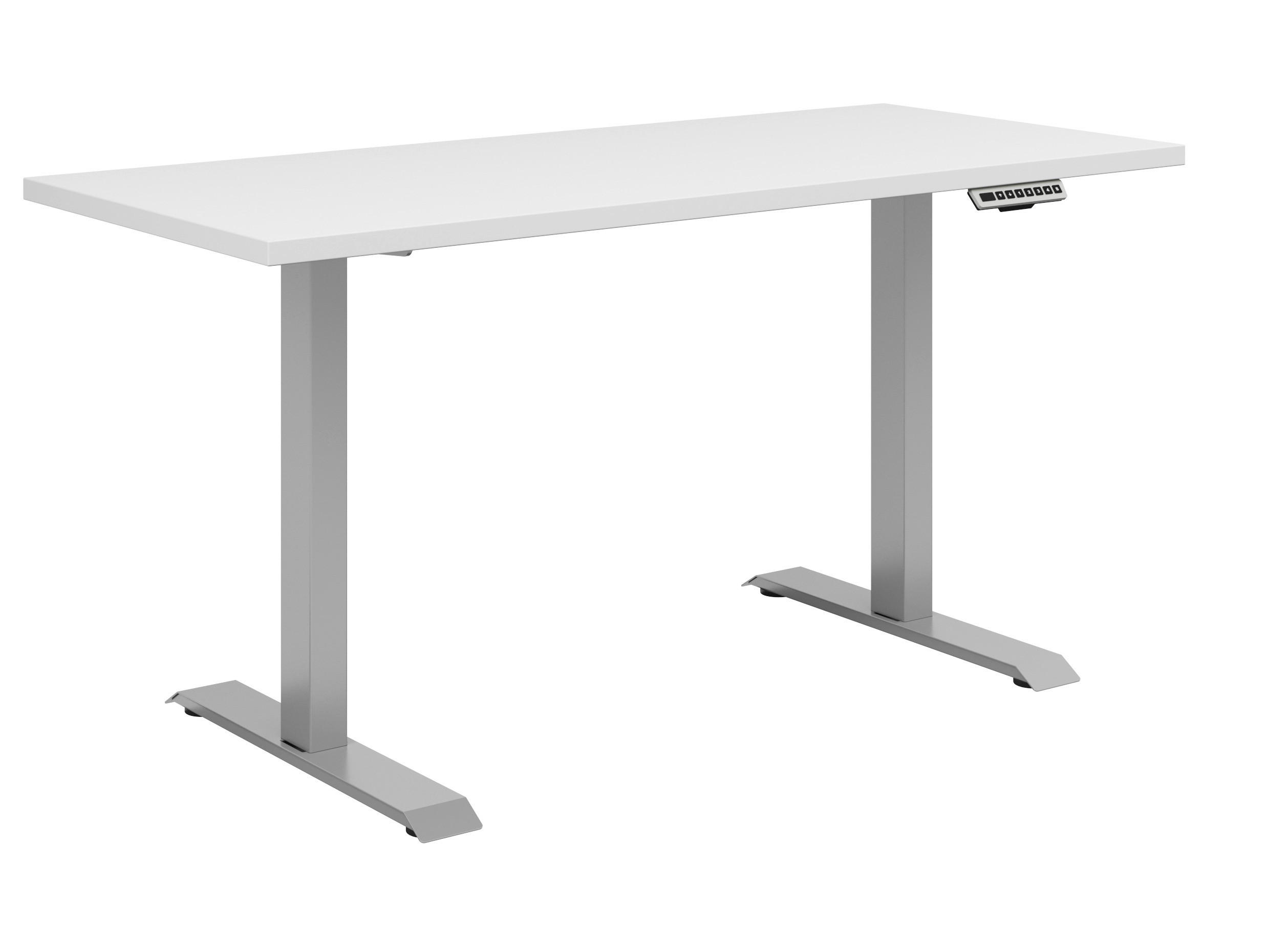 SCHREIBTISCH 135/68/72 cm  in Weiss  - Weiss/Silberfarben, Konventionell, Holzwerkstoff/Metall (135/68/72cm) - Voleo
