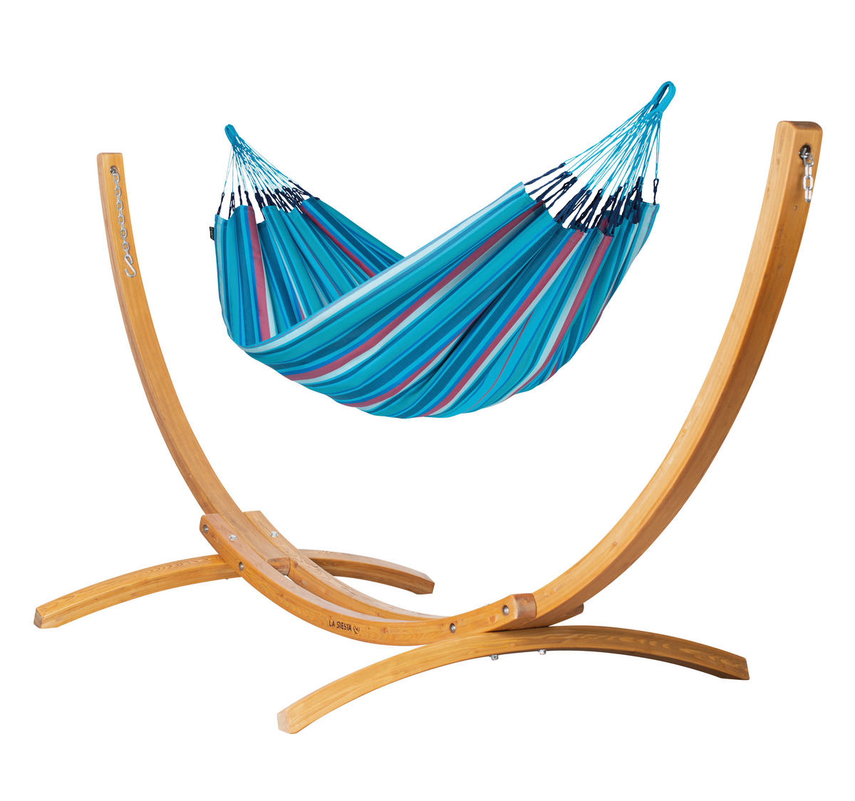 HÄNGEMATTE double outdoor  - Blau/Kirschrot, KONVENTIONELL, Textil (160/350cm) - La Siesta