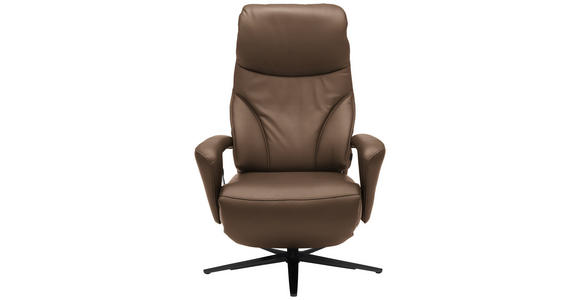 RELAXSESSEL in Leder Graubraun - Graubraun/Schwarz, Design, Leder/Metall (75/106/88cm) - Dieter Knoll