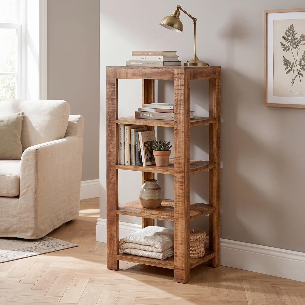 REGAL Mangoholz massiv Naturfarben  - Naturfarben, Design, Holz (44/105/44cm) - MID.YOU