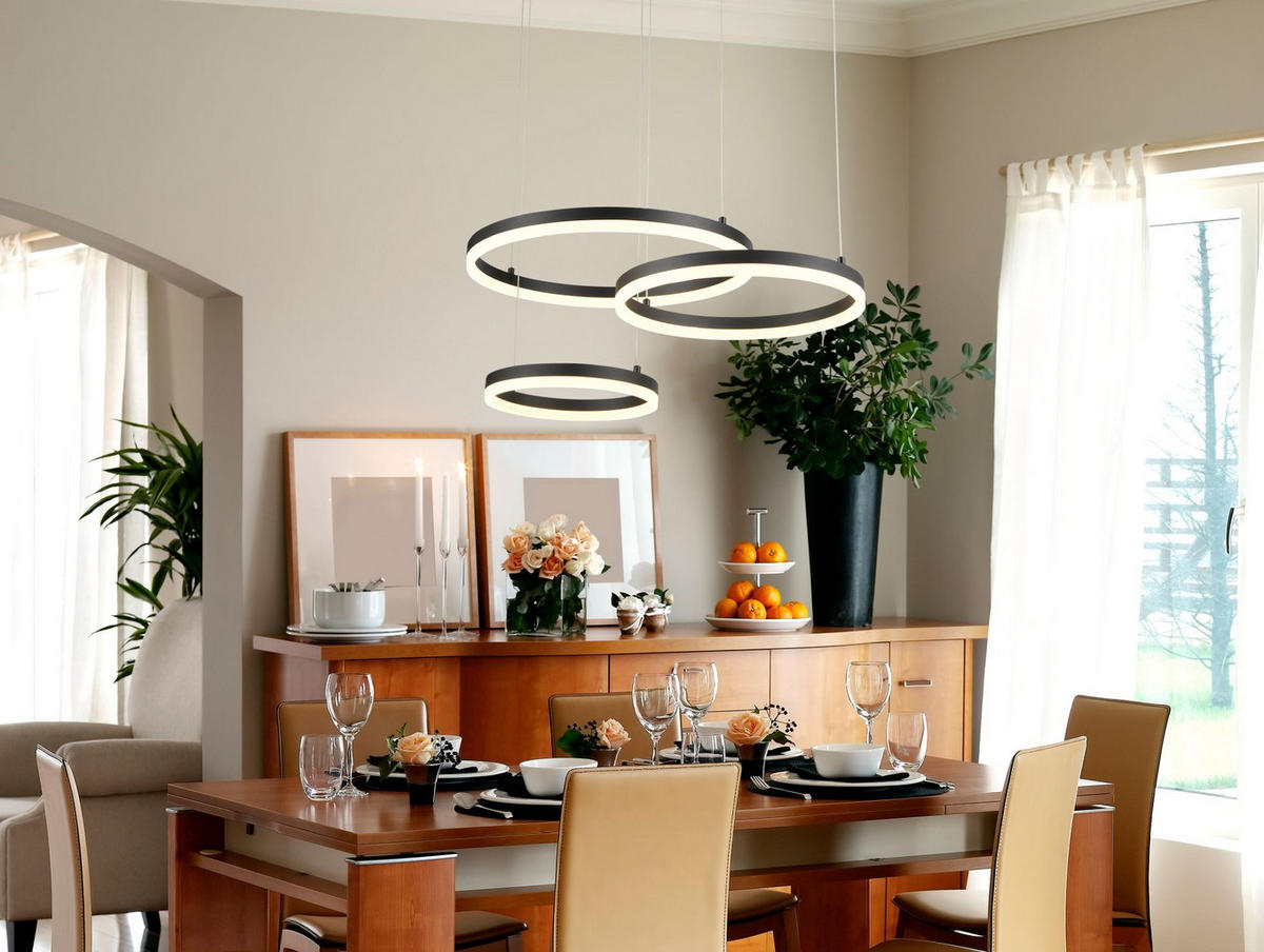 ZÁVESNÉ LED SVIETIDLO, 78/50/120 cm  - čierna, Trend, kov/plast (78/50/120cm) - Novel