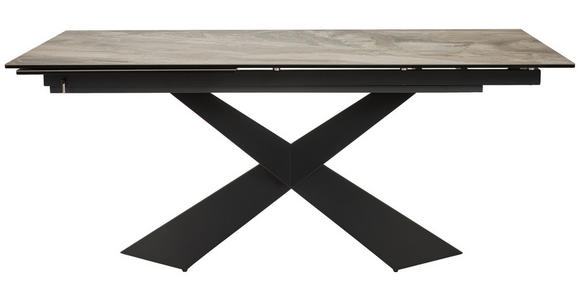 ESSTISCH in Metall, Glas, Keramik 180-250/98/77 cm  - Beige/Schwarz, Design, Glas/Keramik (180-250/98/77cm) - Belluti