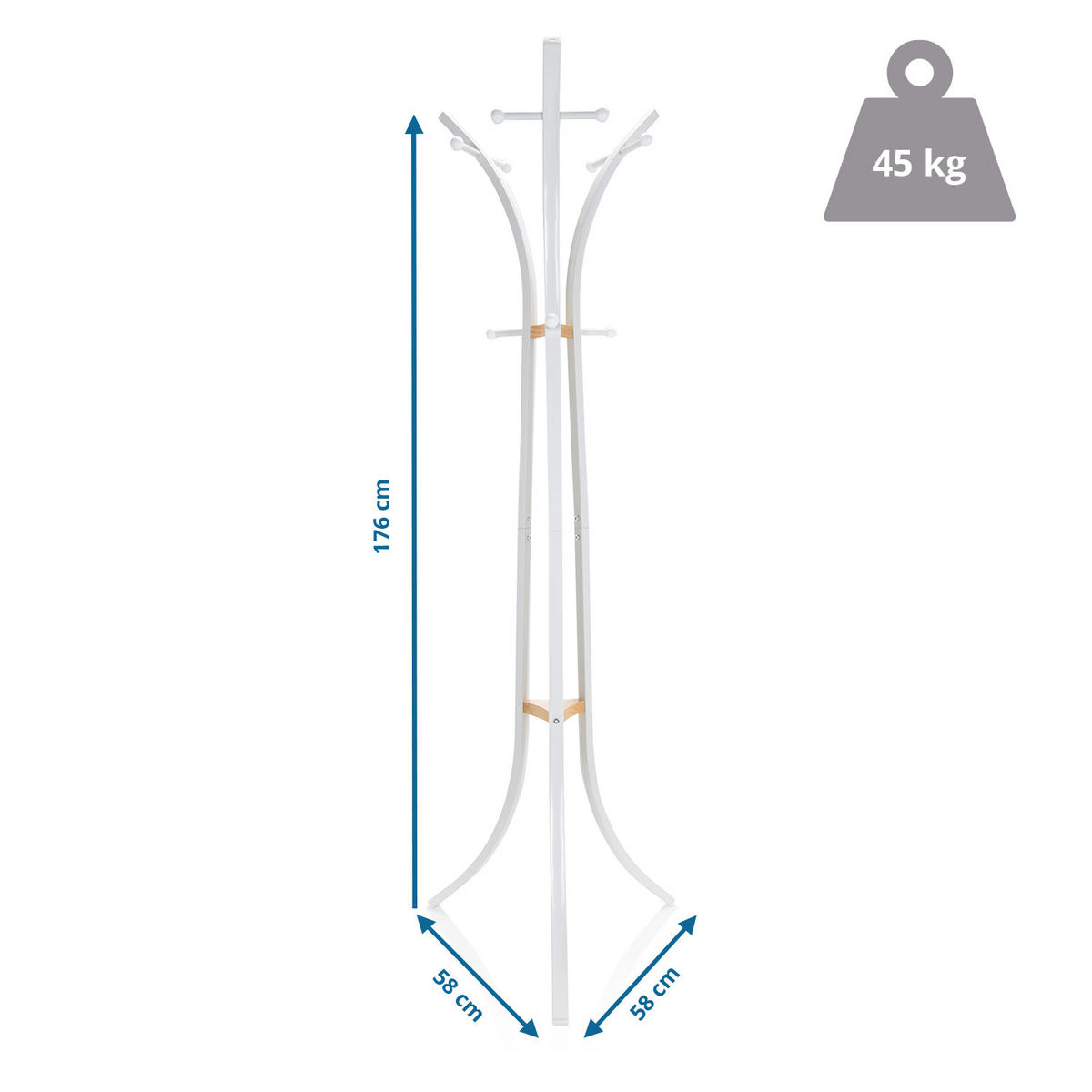 KLEIDERSTÄNDER in Weiß 58/176/58 cm   - Weiß, MODERN, Metall (58/176/58cm) - MID.YOU