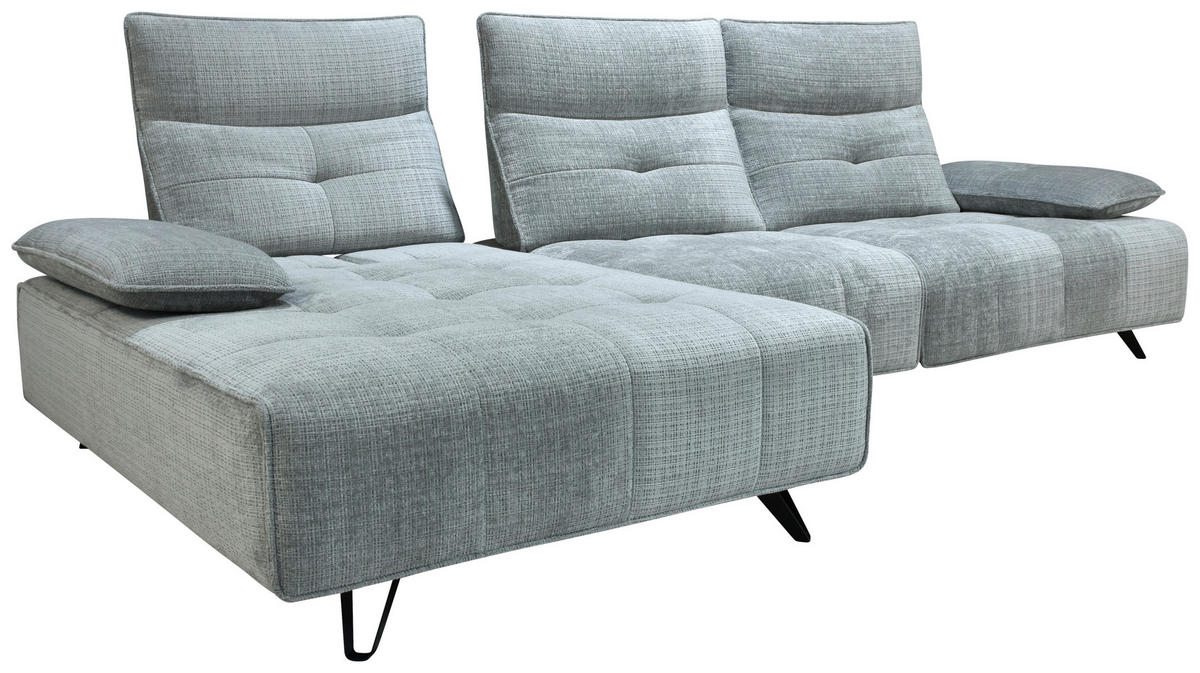 ECKSOFA Hellgrau Chenille  - Hellgrau/Schwarz, Design, Kunststoff/Textil (162/314cm) - Livetastic