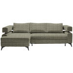 ECKSOFA in Chenille Olivgrün  - Schwarz/Olivgrün, KONVENTIONELL, Textil/Metall (184/265cm) - Hom`in