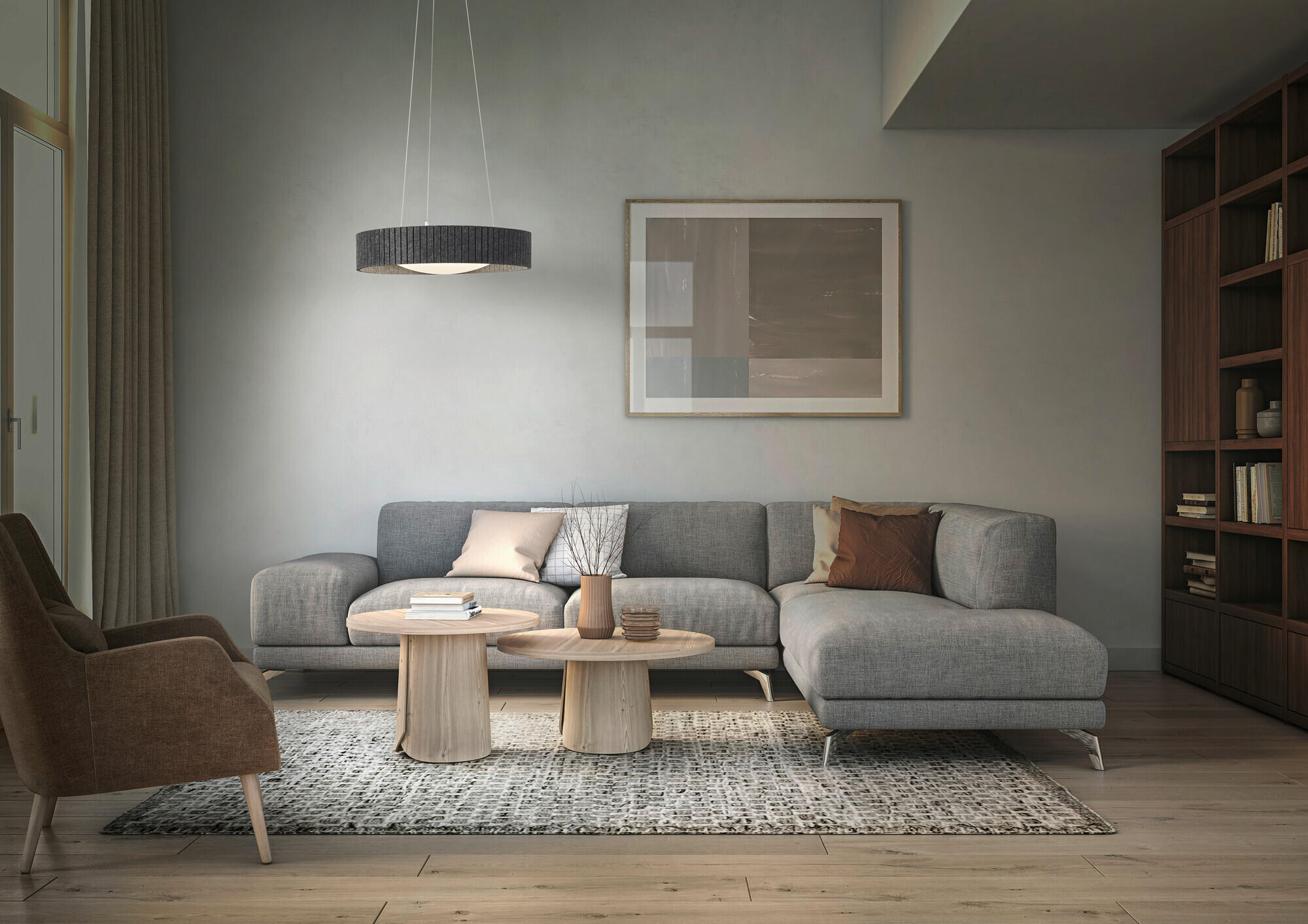 LED-PENDELLEUCHTE 50/150 cm  - Dunkelgrau, Natur, Kunststoff/Textil (50/150cm) - Ledvance