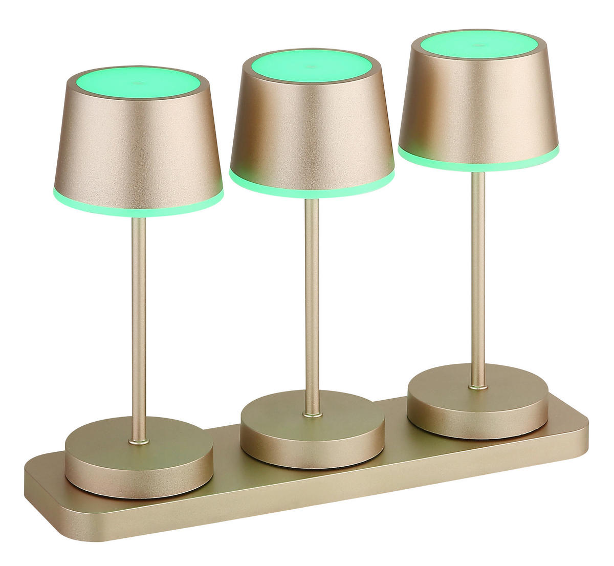 AKKU-TISCHLEUCHTE Dawson 8,3/20 cm  - Champagner/Opal, Design, Kunststoff/Metall (8,3/20cm) - Globo