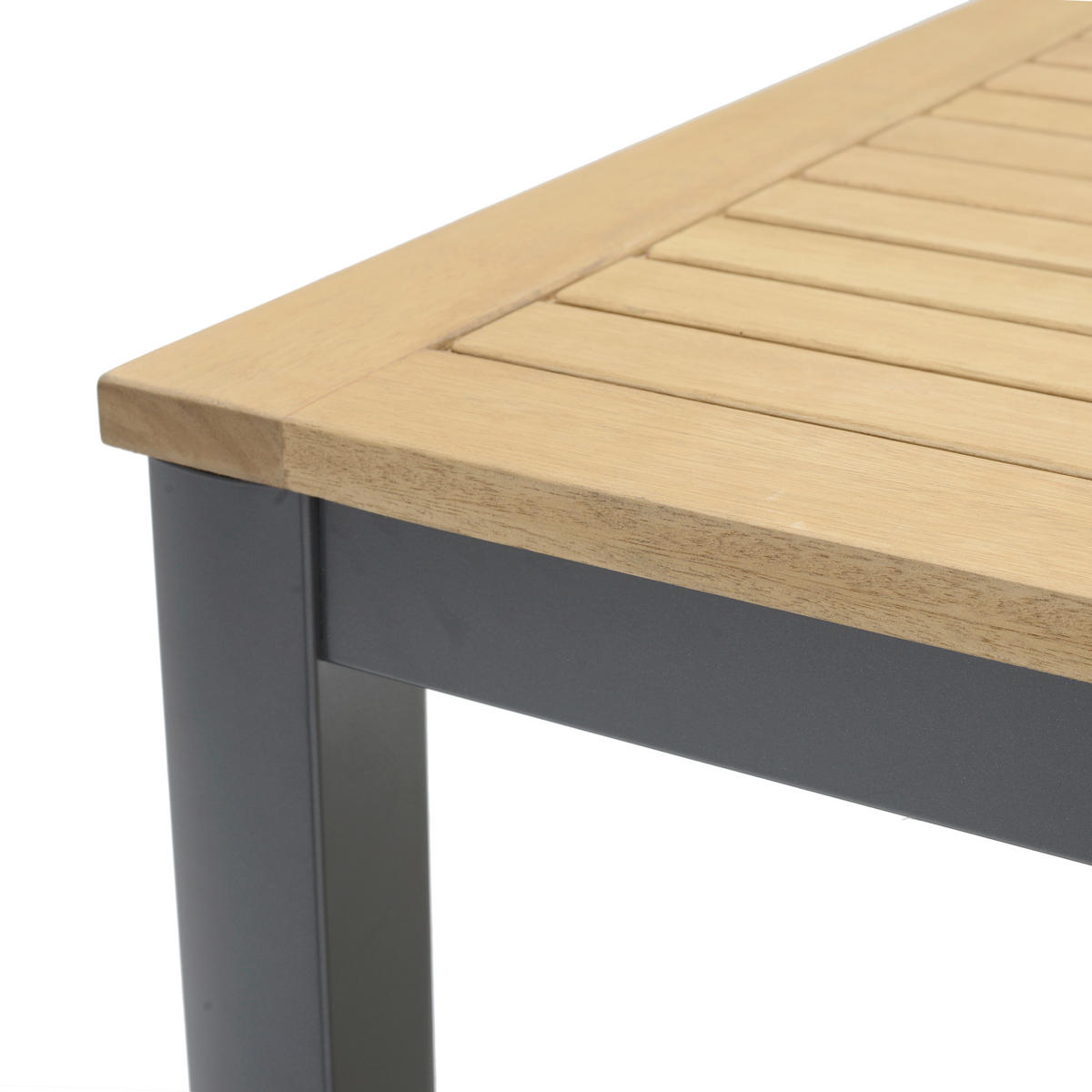 GARTENTISCH 206/90/74 cm Holz, Metall rechteckig  - Dunkelgrau/Teakfarben, Design, Holz/Metall (206/90/74cm) - Ambia Garden