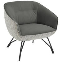 COCKTAILSESSEL - Dunkelgrau/Anthrazit, Design, Leder/Textil (76/80/73cm) - Joop!