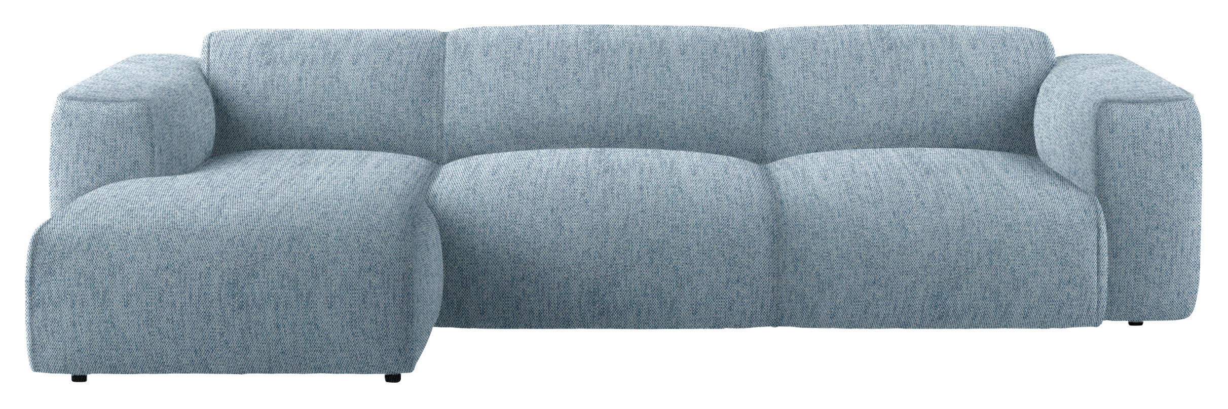 ECKSOFA Blau Webstoff Rücken echt  - Blau/Schwarz, Design, Kunststoff/Textil (171/290cm) - home24