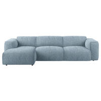 ECKSOFA Blau Webstoff Rücken echt  - Blau/Schwarz, Design, Kunststoff/Textil (171/290cm) - home24