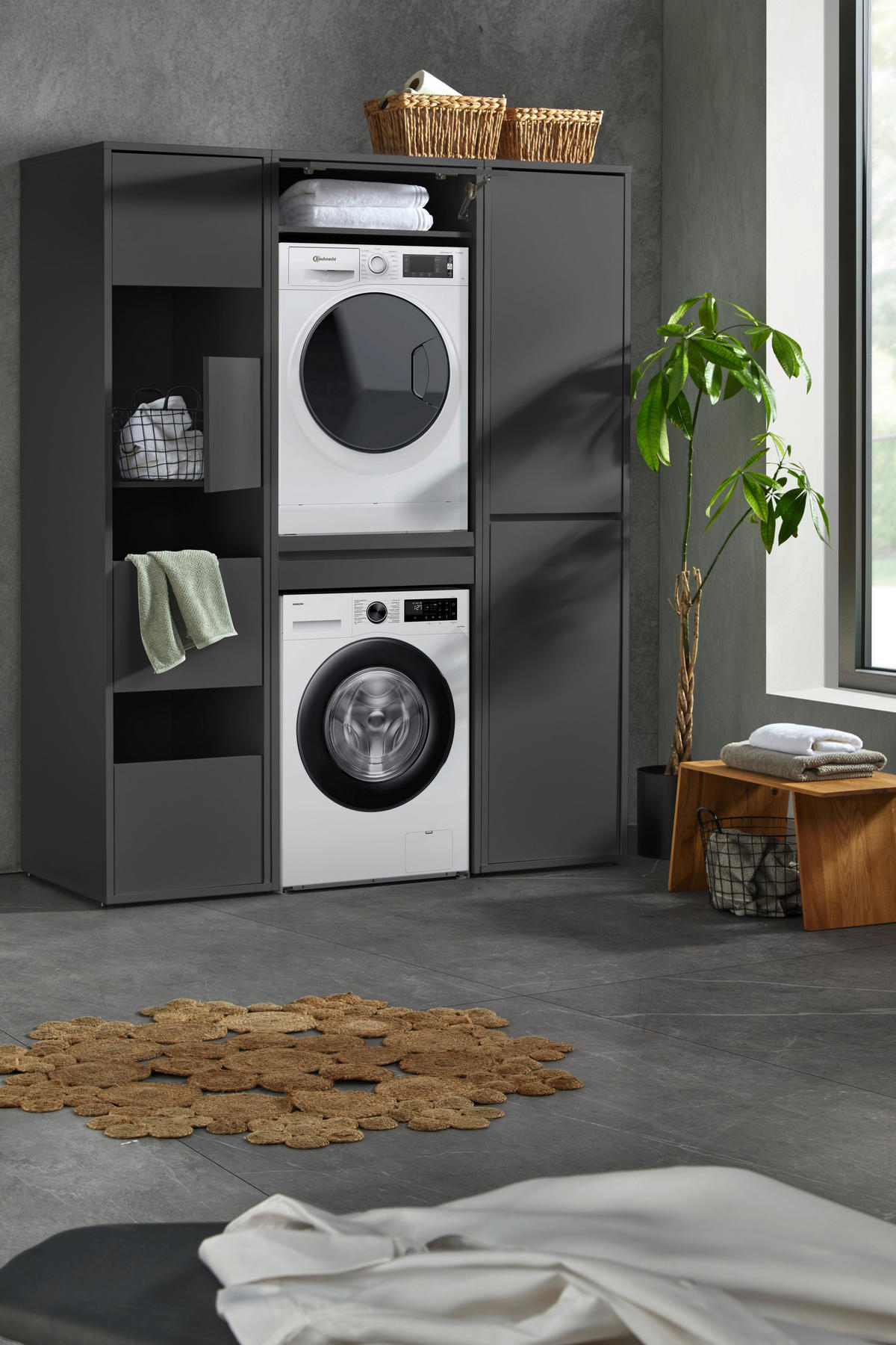 MEHRZWECKSCHRANK 50/210/67,5 cm  in Anthrazit  - Anthrazit, Basics, Holzwerkstoff (50/210/67,5cm) - Xora