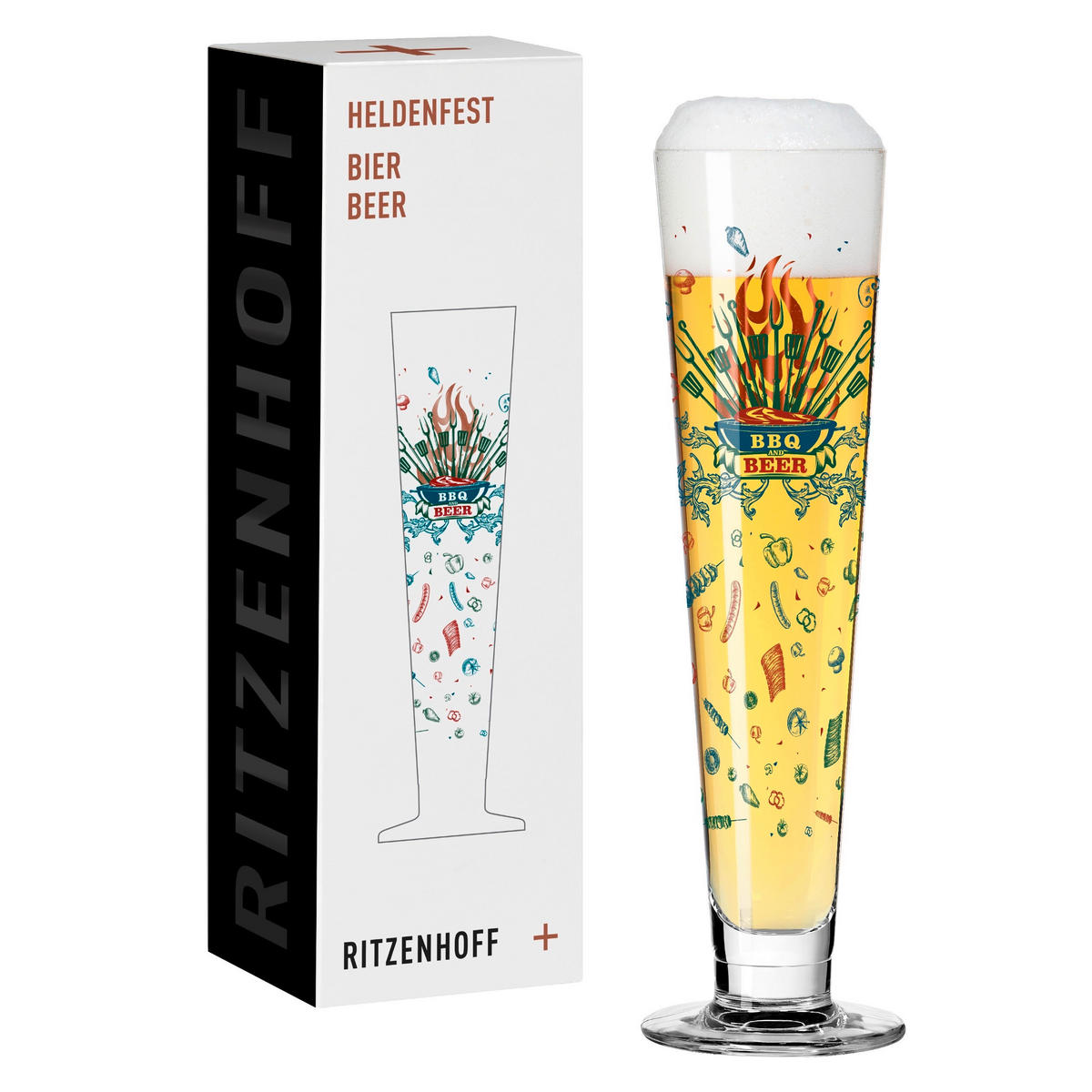 BIERGLAS 385 ml  - Blau/Rot, LIFESTYLE, Glas (7,5/7,5/24,9cm) - Ritzenhoff