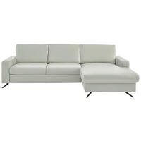 ECKSOFA in Echtleder Silberfarben  - Silberfarben/Schwarz, Design, Leder/Metall (267/165cm) - Beldomo Premium