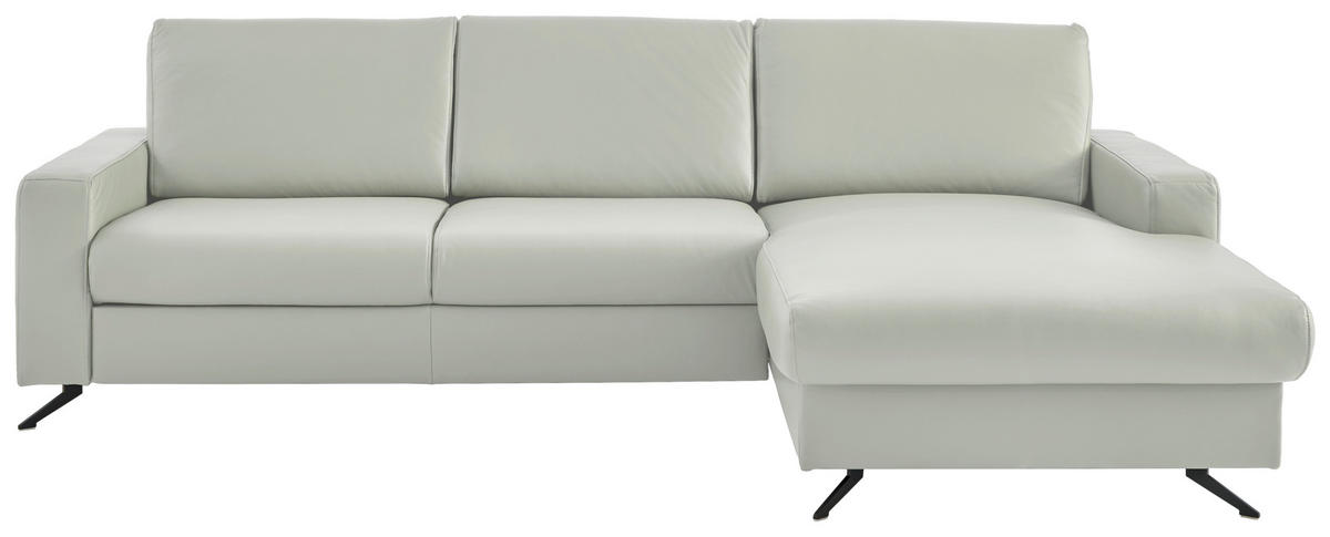 ECKSOFA in Echtleder Silberfarben  - Silberfarben/Schwarz, Design, Leder/Metall (267/165cm) - Beldomo Premium